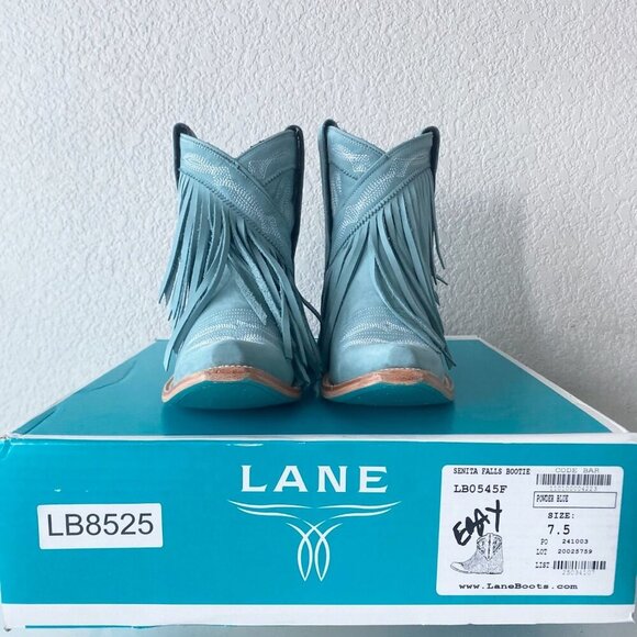 Lane SENITA FALLS Womens Cowboy Bootie 7.5 Blue Fringe Western Short Cowgirl - Picture 10 of 11